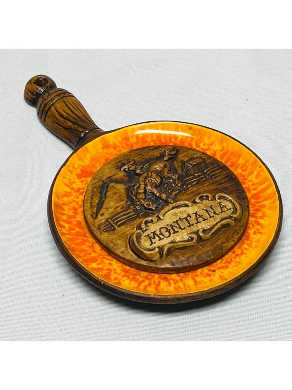 Vintage Treasure Craft Montana Souvenir Wall Hanging Skillet Western Decor